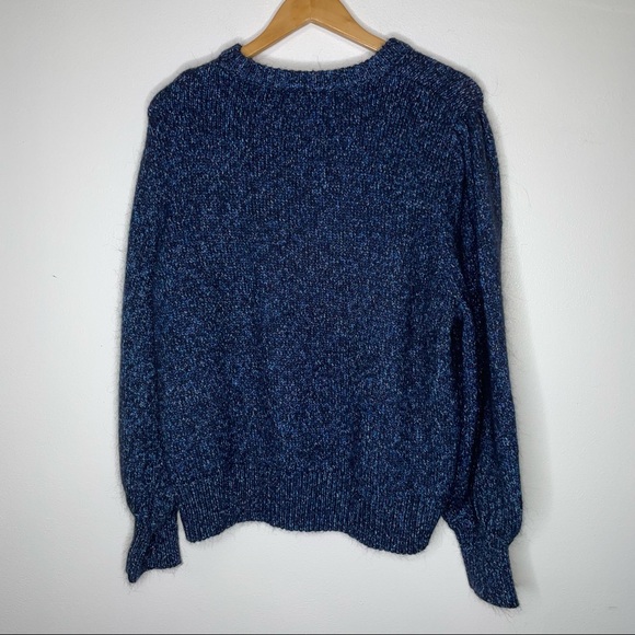 NWT Banana Republic Blue Marled Puffed Sleeve Marled Crew Neck Sweater. Size XXL - Picture 3 of 7